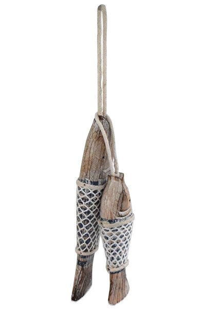 Hedicaret Ahşap Balık Seti Askılı Balkon Bahçe Süsü Dekor Biblo