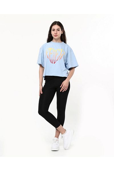 Owut Collection Tricou Ice Blue cu Detaliu Imprimat
