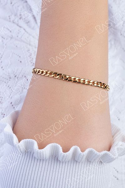 Rasyonel lazer Women's Non-Tarnish Gold Color Thin Steel Twist Stainless Chain Combination Steel Bracelet