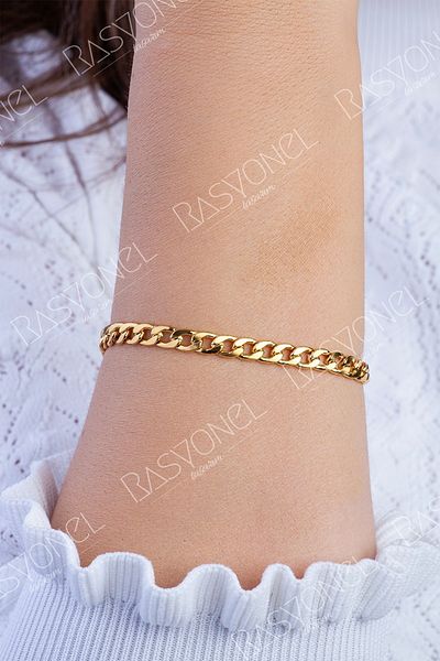 Rasyonel lazer Women's Steel Thin Stainless Anti-Tarnish Gold Steel Mesh Combination Chain Steel Bracelet