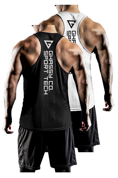 GHASSY CO. مجموعة من قطعتين من ملابس رياضية للرجال ذات مقاس Y-back Gym واللياقة البدنية Gym-101