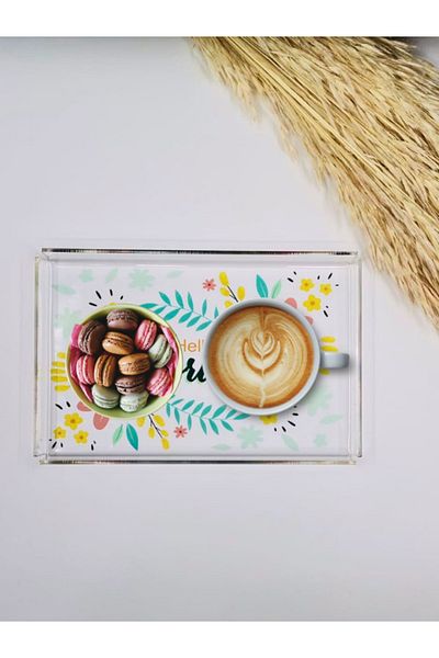 Berenden Plexiglass-Acrylic Spring Flowers Printed Decorative Presentation Tray Transparent Size 15cm*22.5cm