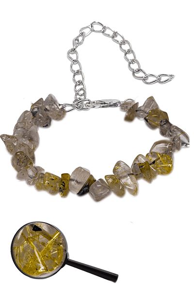 Tesbih Atölyesi Certified Gold Rutile Quartz Broken Natural Stone Bracelet 1st quality (RUSSIA)