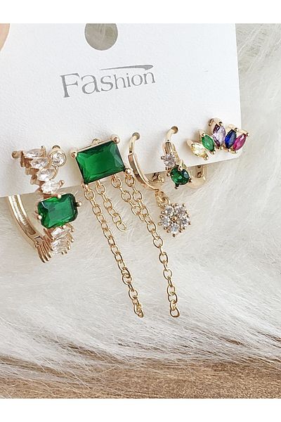 DS DİAMONDSHOP New Season Set of 6 Drop Jewelled Earrings - Byk 202305487