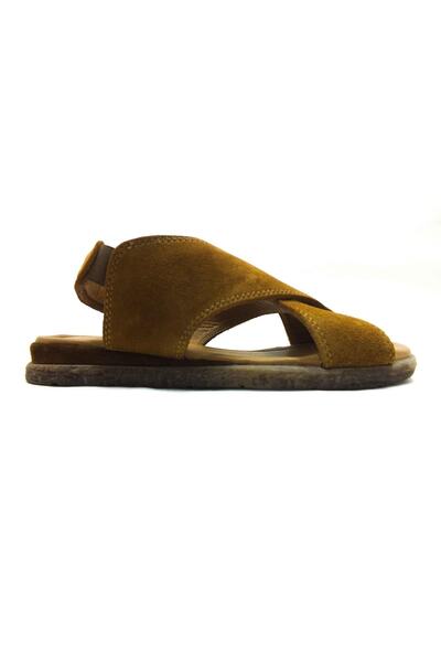 MARİNE SHOES Genuine Leather Sandals Tan-nubuck 86 706