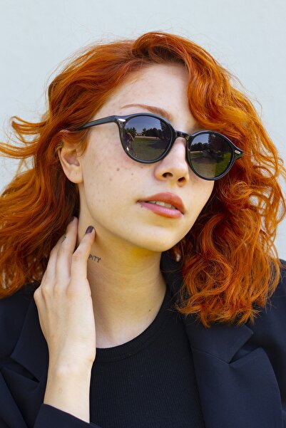 Focus On نظارات شمسية مستقطبة مستديرة باللون الأسود الليموني