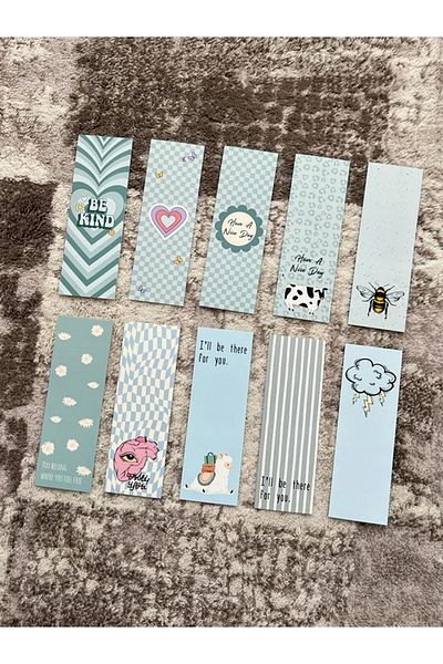 Paytak Moda Blue Color Design Mixed 10 Pieces Bookmark Set Pytkayrac103