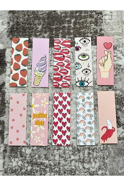 Paytak Moda Pink Design Colorful Mixed 10 Pieces Bookmark Set Pytkayrac106