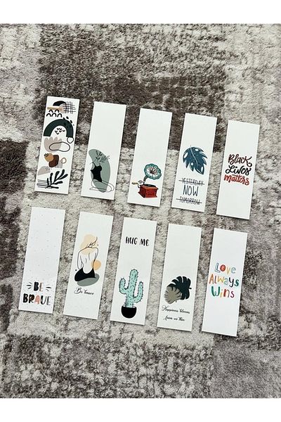 Paytak Moda Motto Design Colorful Mixed 10 Pieces Bookmark Set Pytkayrac104