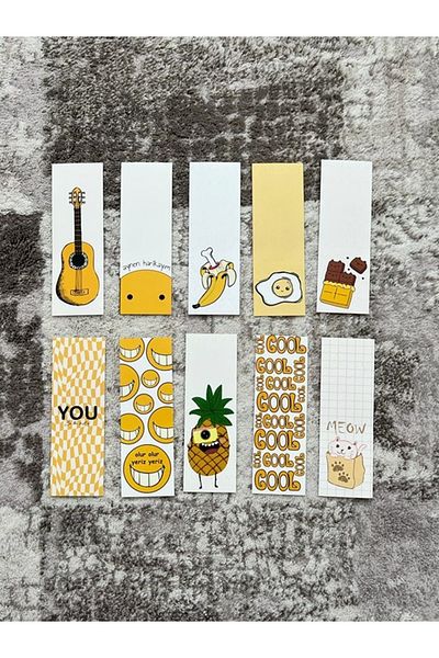 Paytak Moda Yellow Guitar Design Colorful Mixed 10 Pieces Bookmark Set Pytkayrac110