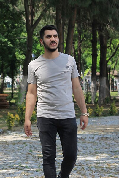 han collection Han Elegant 100% βαμβακερό ανδρικό μπλουζάκι Basic με λεπτομέρ...