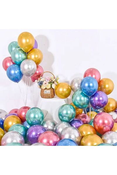 DÜVENCİ TİCARET Çıtıpitıstore 50 Pack Assorted Chrome Balloon