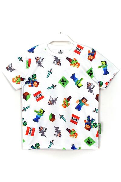 DobaKids 360 градусів Minecraft персонажі з малюнком для хлопчиків, біла футболка