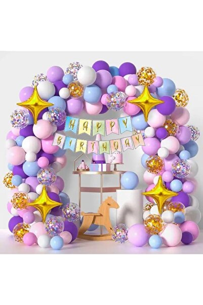 DÜVENCİ TİCARET Çıtıpıtıstore 100 Lü Makoron Renk Balon Zincir Set