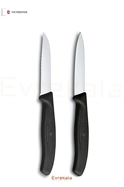 Victorinox Evrekala Shop Bıçak Seti Black Knife Set 2'li Düz Ve Tırtıklı Bıçak