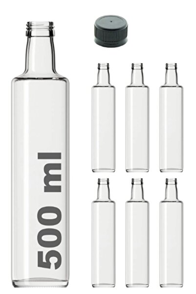 Milea 6 Adet Çok Amaçlı Şeffaf Cam Yuvarlak Dorika Şişe 500 Ml - Sızdırmaz Kapaklı