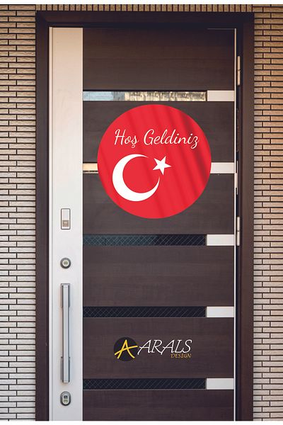 Arals Design Welcome Written Design Door Ornament with Turkish Flag UV Printing