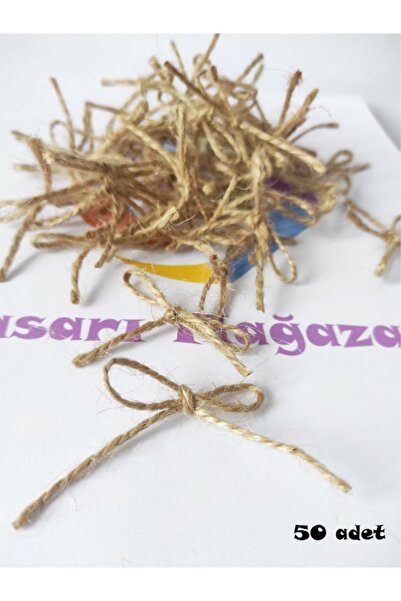 BEYHAN BAYHAN 50 Adet Jüt Ip Fiyonk 4 Cm - Hasır Ip Fiyonk