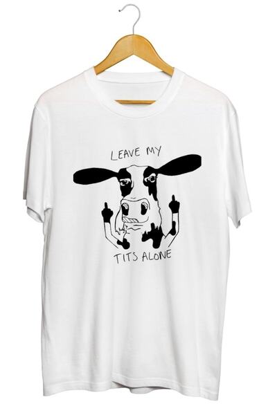 karikatürstore Vegan Inek M*melerimi Rahat Bırak Baskılı Unisex Tişört