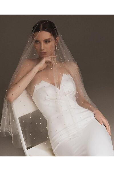 bba new trend Gelin Duvak,gelin Incili Tül Kumaş,gelinlik Aksesuarı Gelin Başlık1,5 Mt (2 ADET=3MT CIKAR)