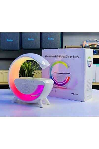 PİNK İTHALAT Kablosuz Şarj Ve Hoparlör Özellikli Masa Lambası 3-in1