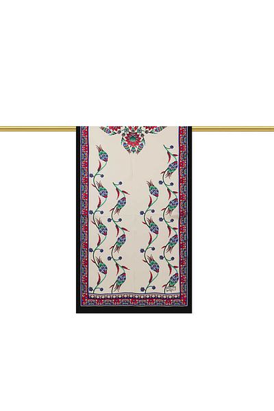 Bursa İpek Purple Black Row Tulip Silk Scarf