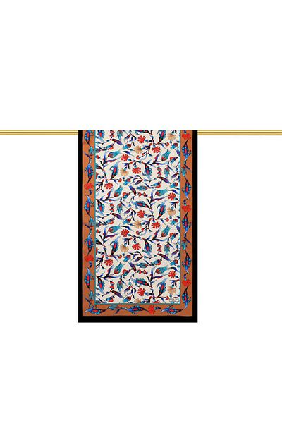 Bursa İpek Tan Black Carnation Tulip Silk Scarf