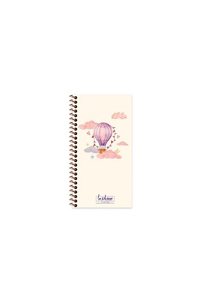 KESKİN COLOR La Plume Unlined Balloon Ring Notebook 10x19 Cm Cream Color Paper 80 Sheets Thick Cover