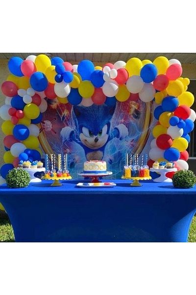 MFM Party Sonic Themed Chain Balloon Birthday Set