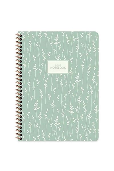 KESKİN COLOR 16.5x22.5 Wire Unlined Notebook Pastel Flora 80 Sheets Cardboard Cover