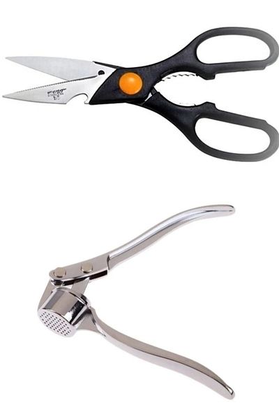 safestore Multi-Purpose Black Kitchen Scissors And Stainless Steel Garlic Crusher