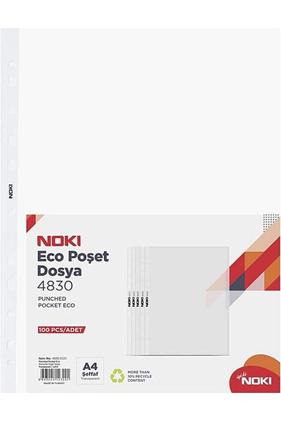 SEYFİKİRTASİYE Noki Eco Transparent Bag File 100 Pieces 1 Pack