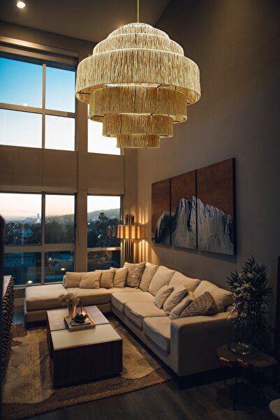 Belkıs Rattan Rattan, Bambu, Hasır Sarkıt Avize Çap: 45 Cm Yükseklik: 45 Cm