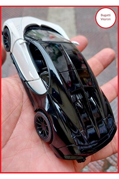 OYUNCAKSAHİLİ Bugatti Veyron Black White Sıze W16 Diecast 1:36 Model Ölçek Metal Araba Kapıları Açılır 12.5cm