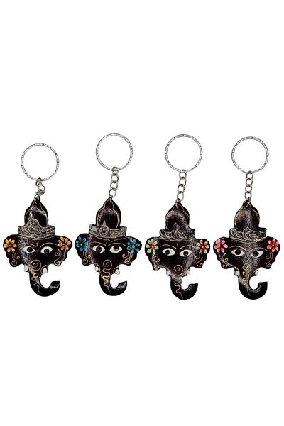 Dünyadan Hediyeler Coconut Elephant Head Keychain Quadruple Gift Pack