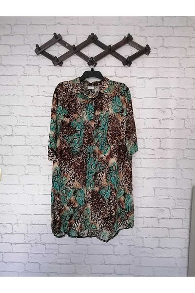 anne moda ankara Λεπτό, Standard Size Wide Fit, 100% βαμβάκι, Αντιιδρωτικό, Μισό μανίκι, Μακρύ χιτώνα με μισό κουμπί