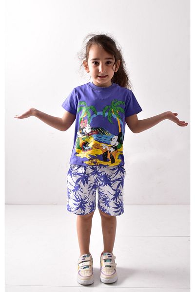 Banadamoda Girl's Printed T-shirt Shorts Set