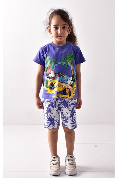 Banadamoda Girl's Printed T-shirt Shorts Set