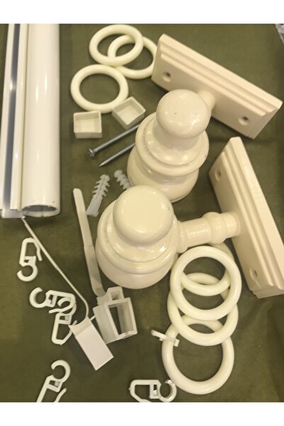 özdeğer home 125cm KREM RENK TEK RAYLI RUSTİK PERDE ASKISI HALKALI RAYLI PERD...