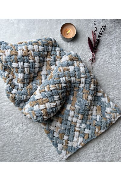 Alize Puffy Çok Renkli El Örgü Bebek Battaniyesi