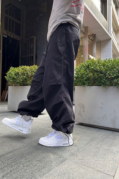 Gofeel Tactical Fabric Black Baggy Adjustable Waist Leg Trousers