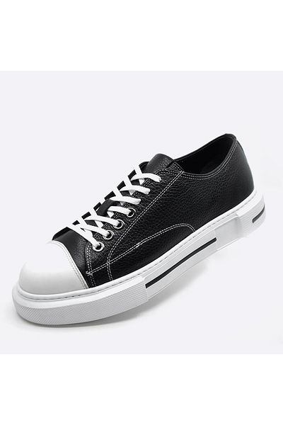 Fosco 9901 Μαύρο Λευκό Γνήσιο Δερμάτινο Παπούτσια Sneakers