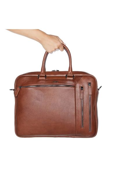 Grande 6883 Γνήσιος Δερμάτινος Χαρτοφύλακας Laptop Tan