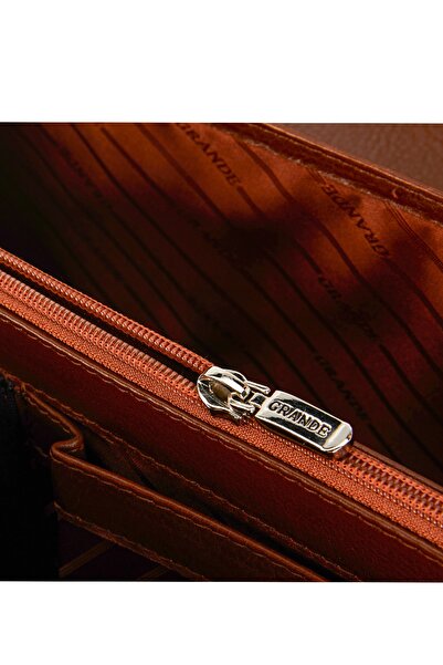 Grande 4211 Genuine Leather Laptop Compartment Briefcase Brown