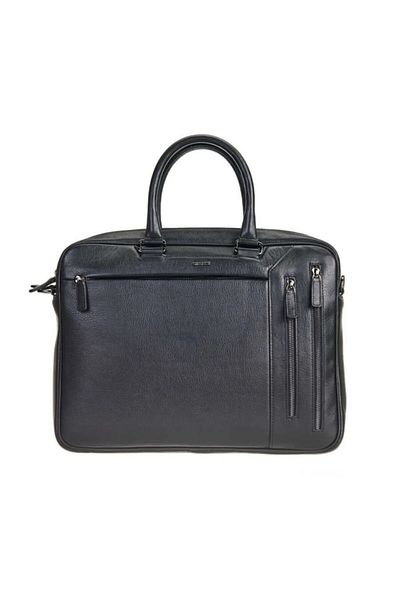 Grande 6883 Servietă din piele naturală cu compartiment pentru laptop, neagră