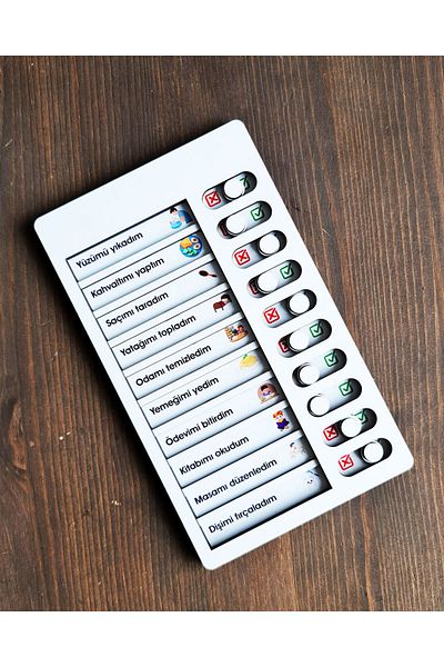 metafortoys Wooden Children's Daily Routine Checklist Checklist Educational Toy Wooden To-Do List