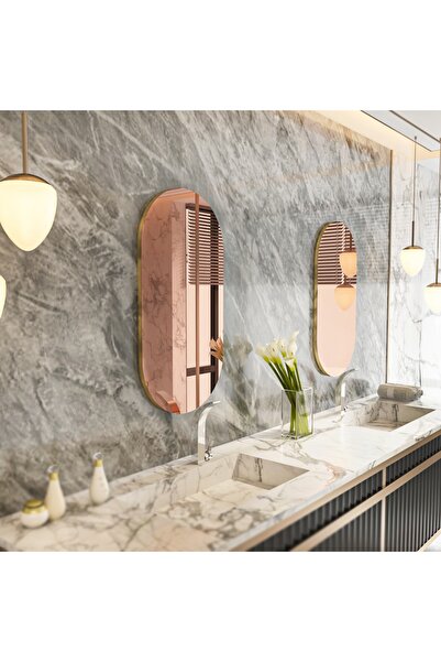 MONEayna 2'li Riors Luxury Gold Detaylı Bronz Oval Ayna