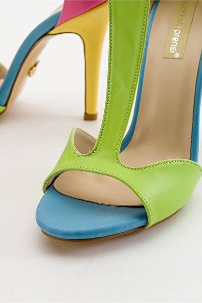 AYAKKABI PRENSİ More Green Colored Matte 10 cm Women's Classic Heeled Shoes