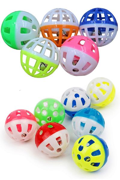 BİTERSE 6 Pieces Pet Play Ball Rattle Cat Toy 3.5 Cm