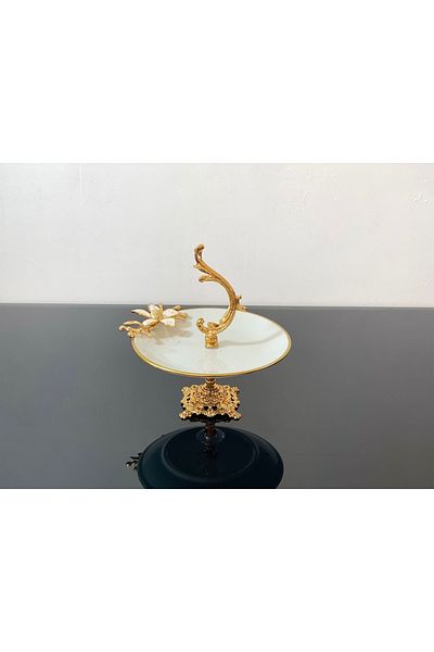 atabey home Presentation Bowl with Handle Daisy White